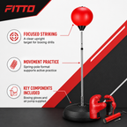 48 Pieces Freestanding Punching Ball Sets with Steel Spring Pole, Boxing Gloves and Air Pump, Red and Black