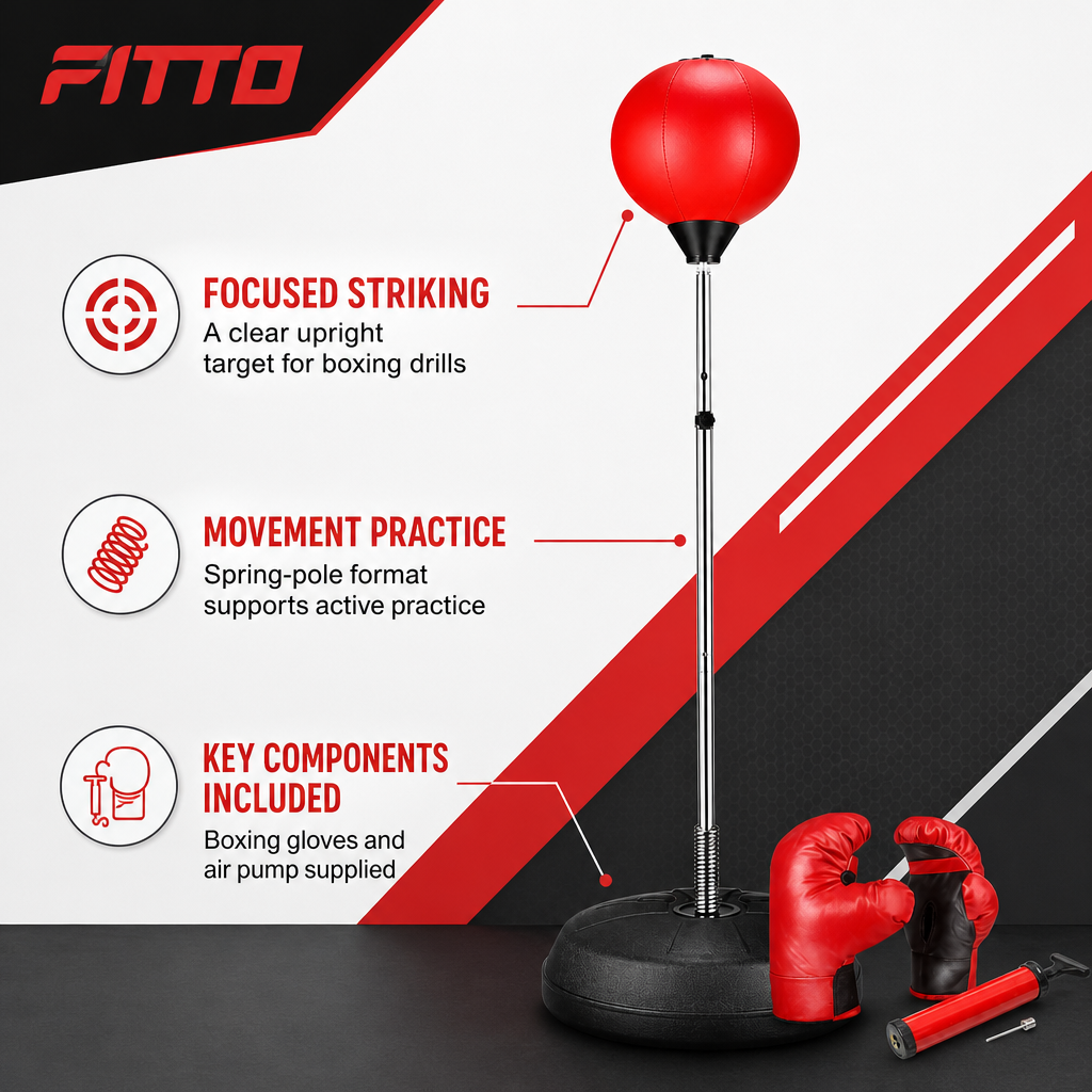 48 Pieces Freestanding Punching Ball Sets with Steel Spring Pole, Boxing Gloves and Air Pump, Red and Black
