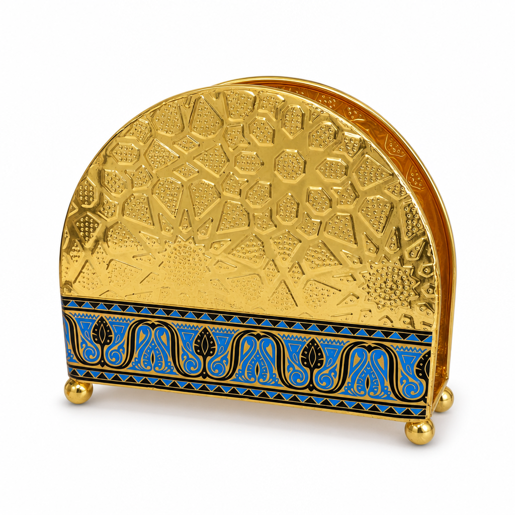 96 Pieces Decorative Metal Napkin Holders, Gold and Blue, Ornamental Tabletop Design, 1 Piece