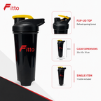 120 Pieces Sports Shaker Bottle with Flip Lid, Black Body and Yellow Cap