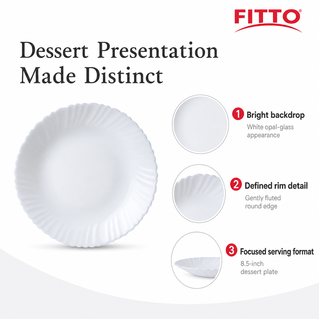 120 Pieces Opal Glass Dessert Plate, 8.5 Inch, Round White Tablewares