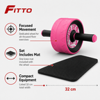72 Pieces Ab Roller Wheel with Knee Mat, Pink, 32 cm Total Width