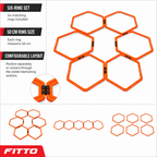 60 Pieces Hexagon Agility Rings, 50 cm, 6-Piece Set for Footwork and Training Drills