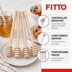 120 Pieces Natural Wooden Honey Dipper Sticks, 4 Pieces, 22 cm Kitchen Utensils for Drizzling Honey