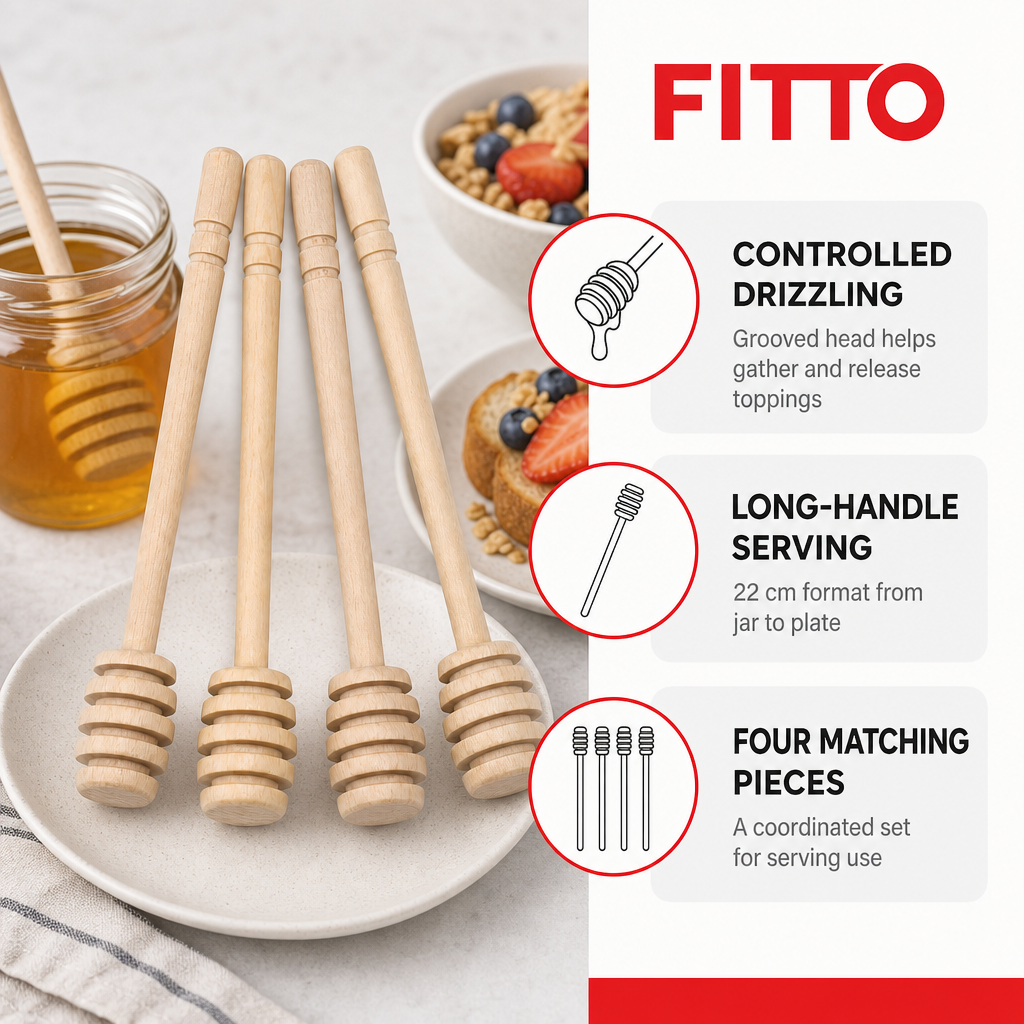 120 Pieces Natural Wooden Honey Dipper Sticks, 4 Pieces, 22 cm Kitchen Utensils for Drizzling Honey