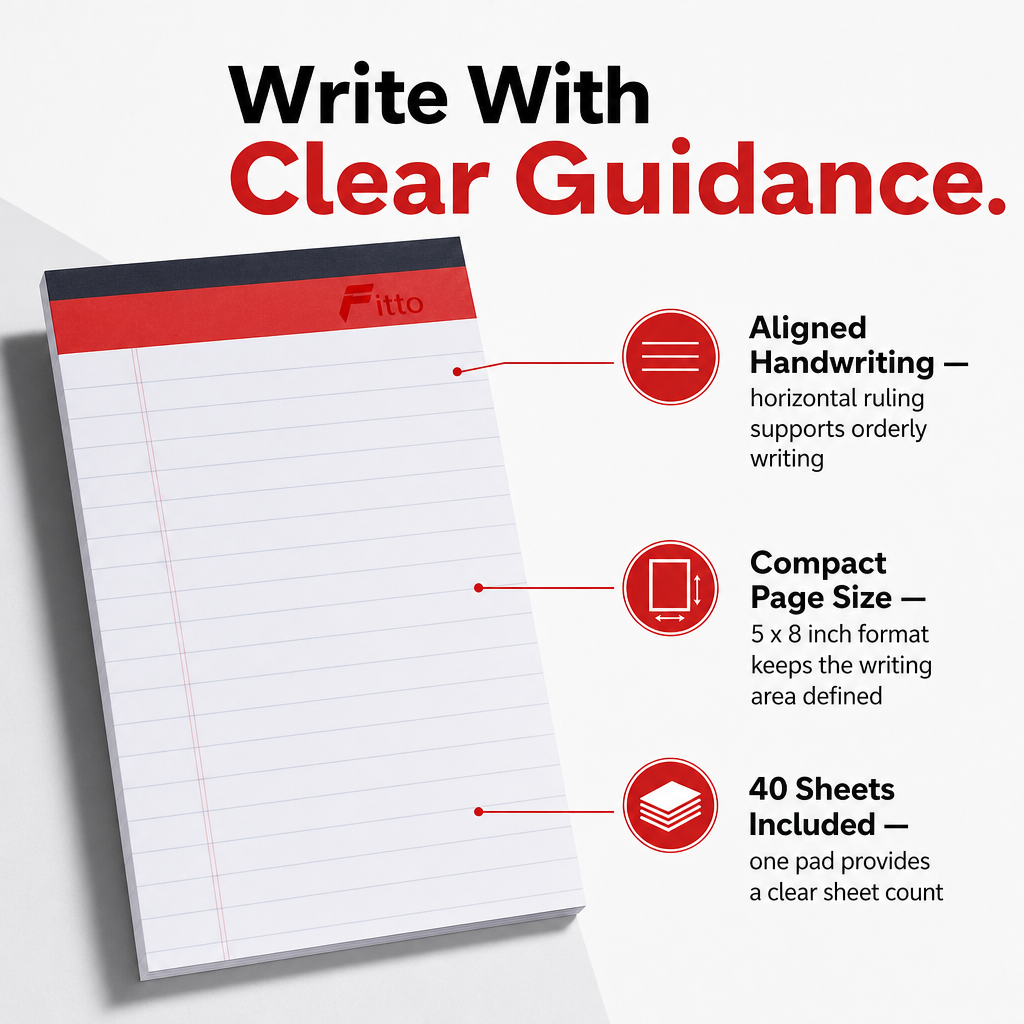 240 Pieces Single-Line Ruled Writing Pad, 5 x 8 Inch, 40 Sheets, 1 Piece