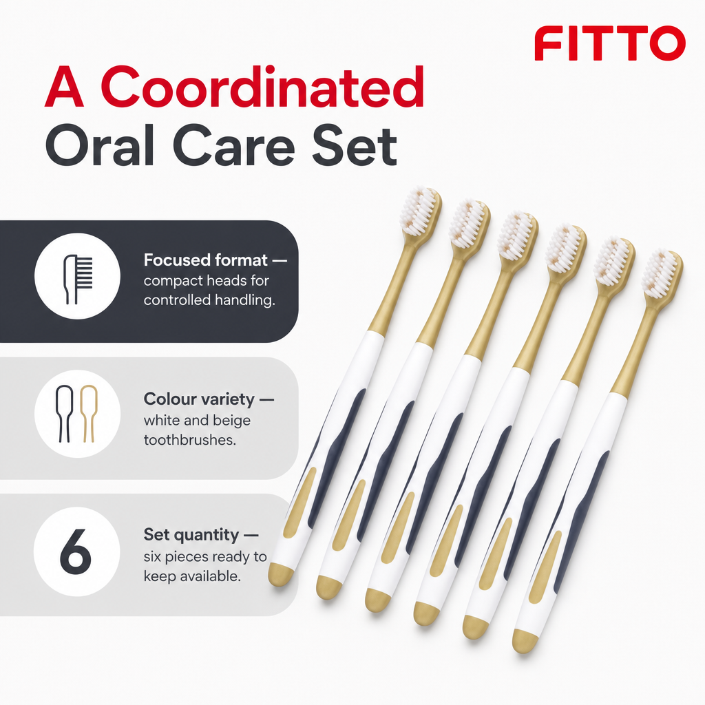 144 Pieces Adult Toothbrushes with Compact Heads, White and Beige, 6 Pieces
