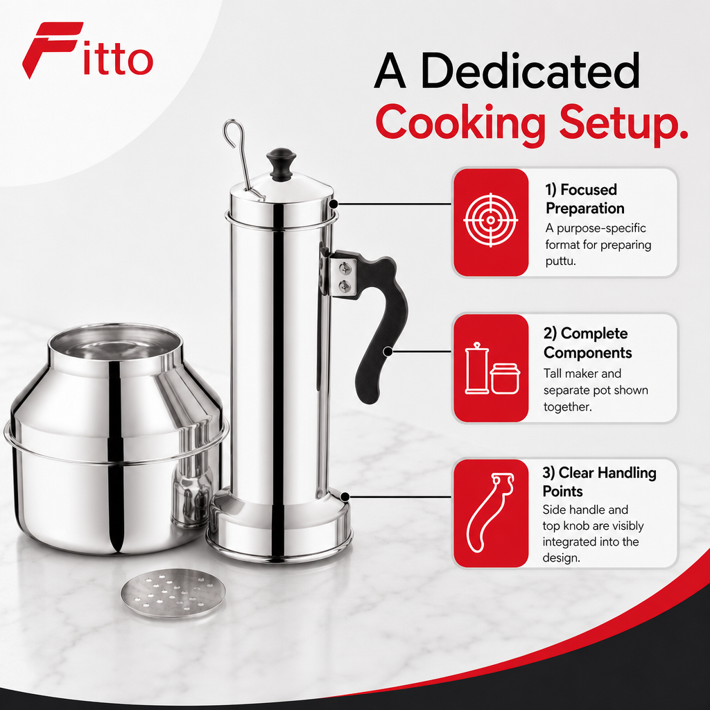 60 Pieces Stainless Steel Puttu Makers with Pot, Traditional Steamed Food Preparation Set