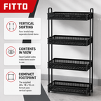 60 Pieces Four-Tier Metal Storage Rack with Ventilated Basket Shelves, Black
