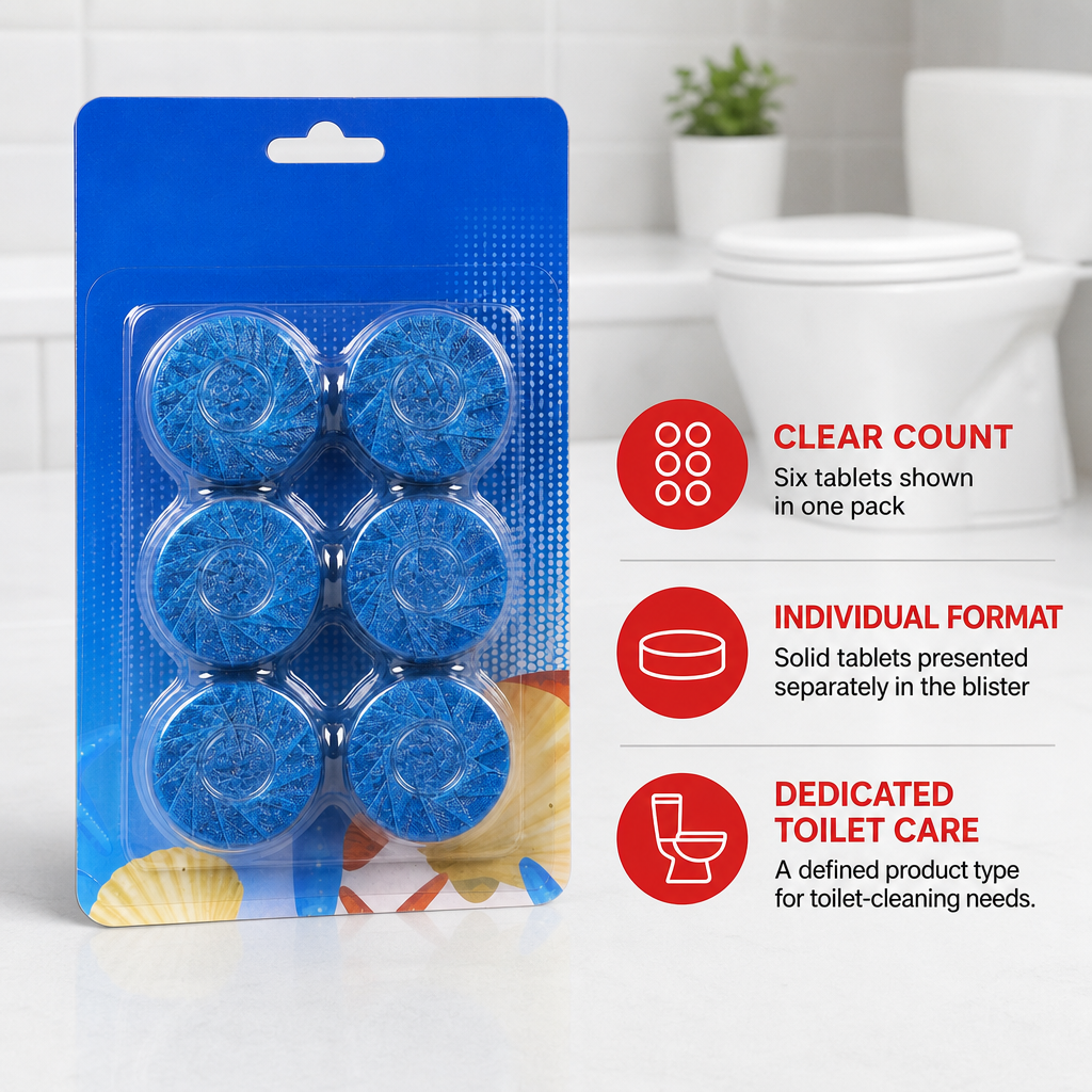 120 Pieces Toilet Cleaner Tabletses, Blue, 6-Piece