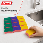 96 Pieces Cleaning Sponges, Multi-Colour Kitchen Scrubbers, Pack of 12