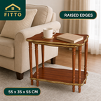 48 Pieces Rectangular Wooden Side Table with Raised Edges, Brown, 55 x 35 x 55 cm