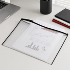 144 Pieces Transparent Grid Zipper Document Folder with Black Trim, 35 x 25 x 2 cm, 1 Piece