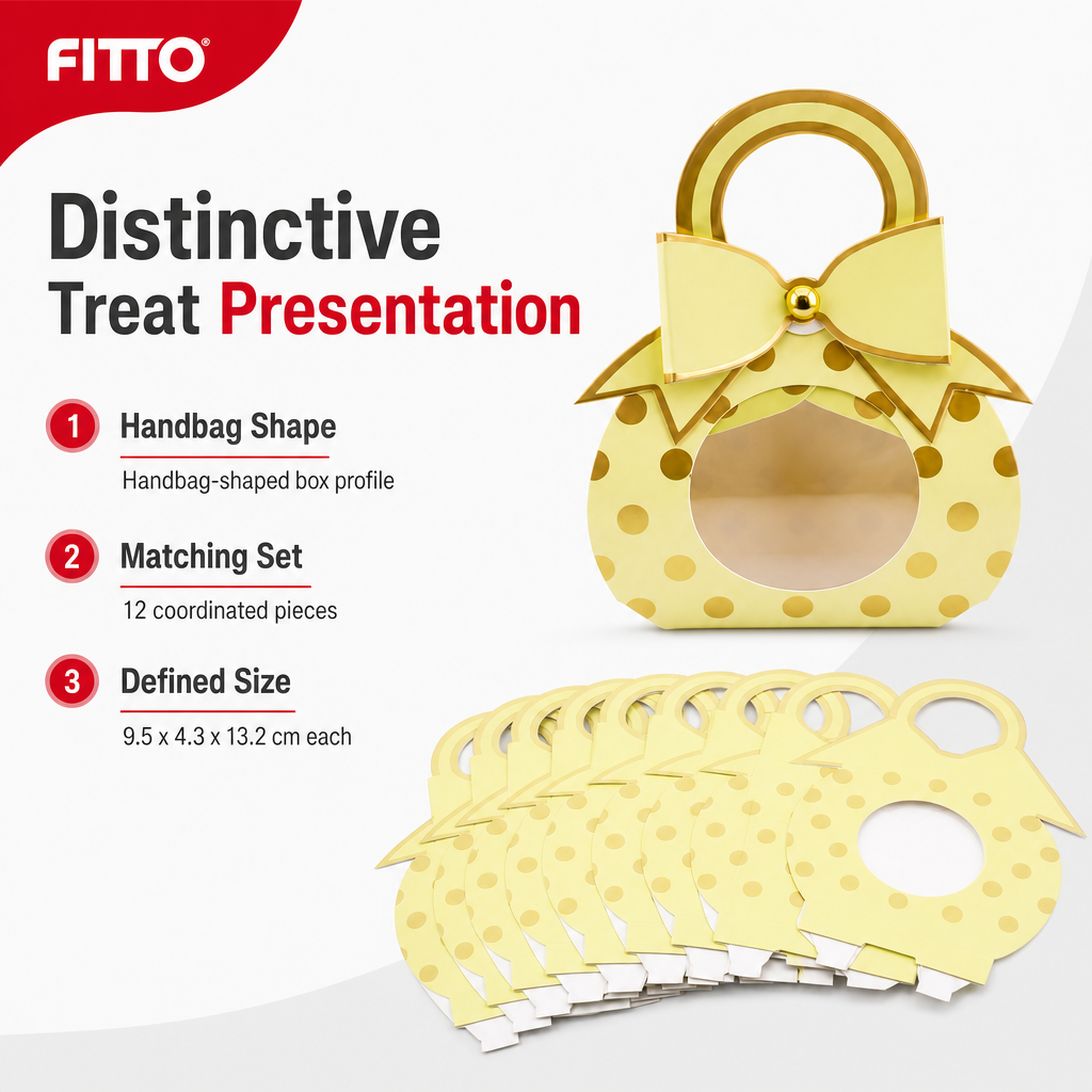 96 Pieces Yellow Handbag-Shaped Candy Favor Boxes with Bow, 9.5 x 4.3 x 13.2 cm, 12 Pieces