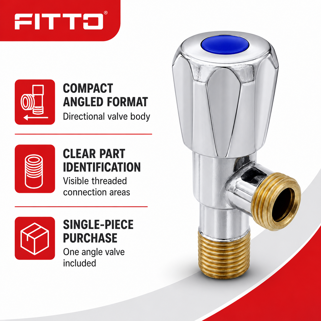 120 Pieces 1/2 Inch Angle Valve, Silver Brass Finish, 1 Piece