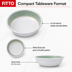 120 Pieces Melamine Salad Bowl, 6 Inch, White with Green and Yellow Pattern