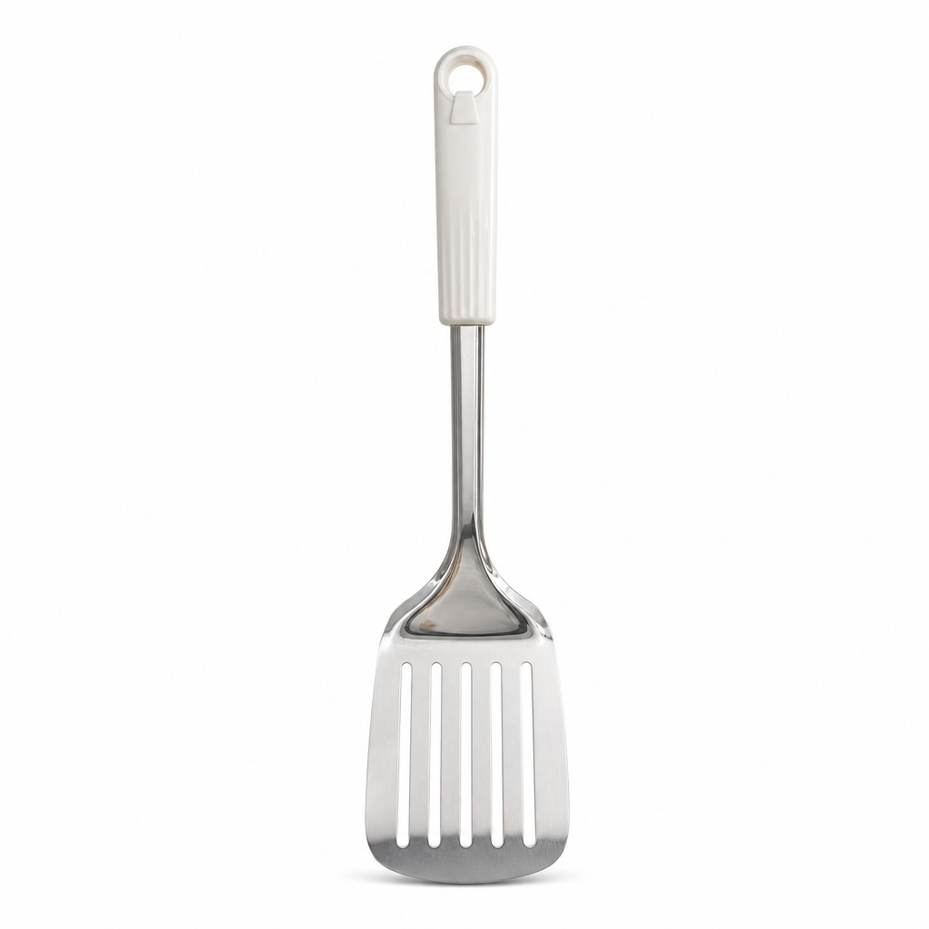96 Pieces Slotted Turner Spatula with Stainless Steel Head and Plastic Handle, 34 x 7.5 cm, 1 Piece