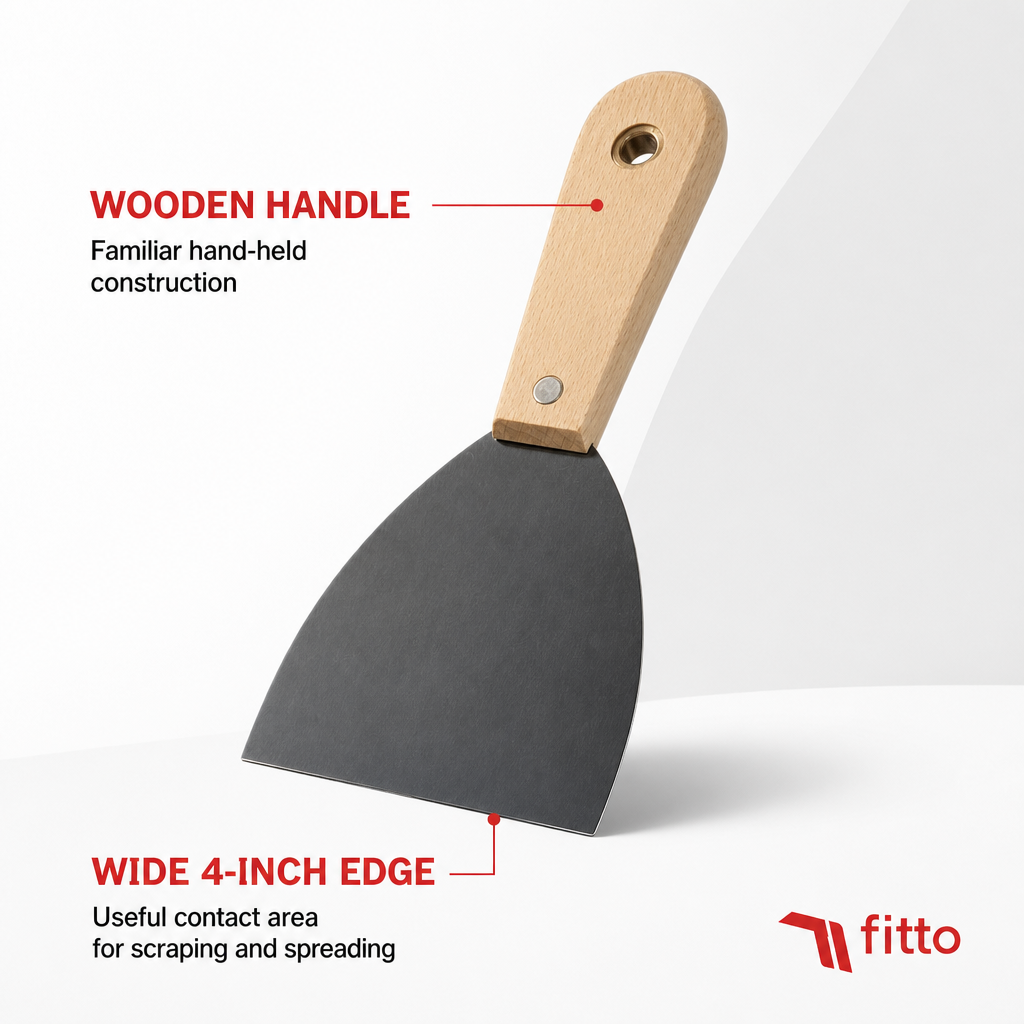 120 Pieces 4 Inch Putty Knife Paint Scraper with Wooden Handle, Natural Wood and Black, 1 Piece