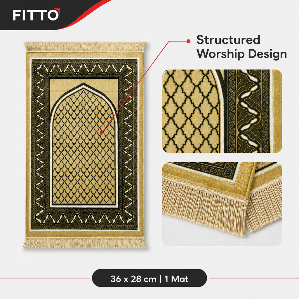 72 Pieces Gold Decorative Prayer Mats, Turkish Style, Geometric Design, 36 x 28 cm