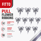 120 Pieces Assorted Colour Pull Flower Ribbons, 50 mm, 10 Pieces for Party Decorations