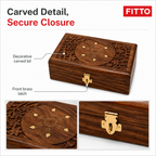 96 Pieces Carved Wooden Keepsake Box with Brass Latch, Rectangular Storage Container, 8 x 5 Inch