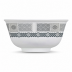 120 Pieces Melamine Rice Bowl, 5 Inch, Grey Geometric Border, Single Bowl