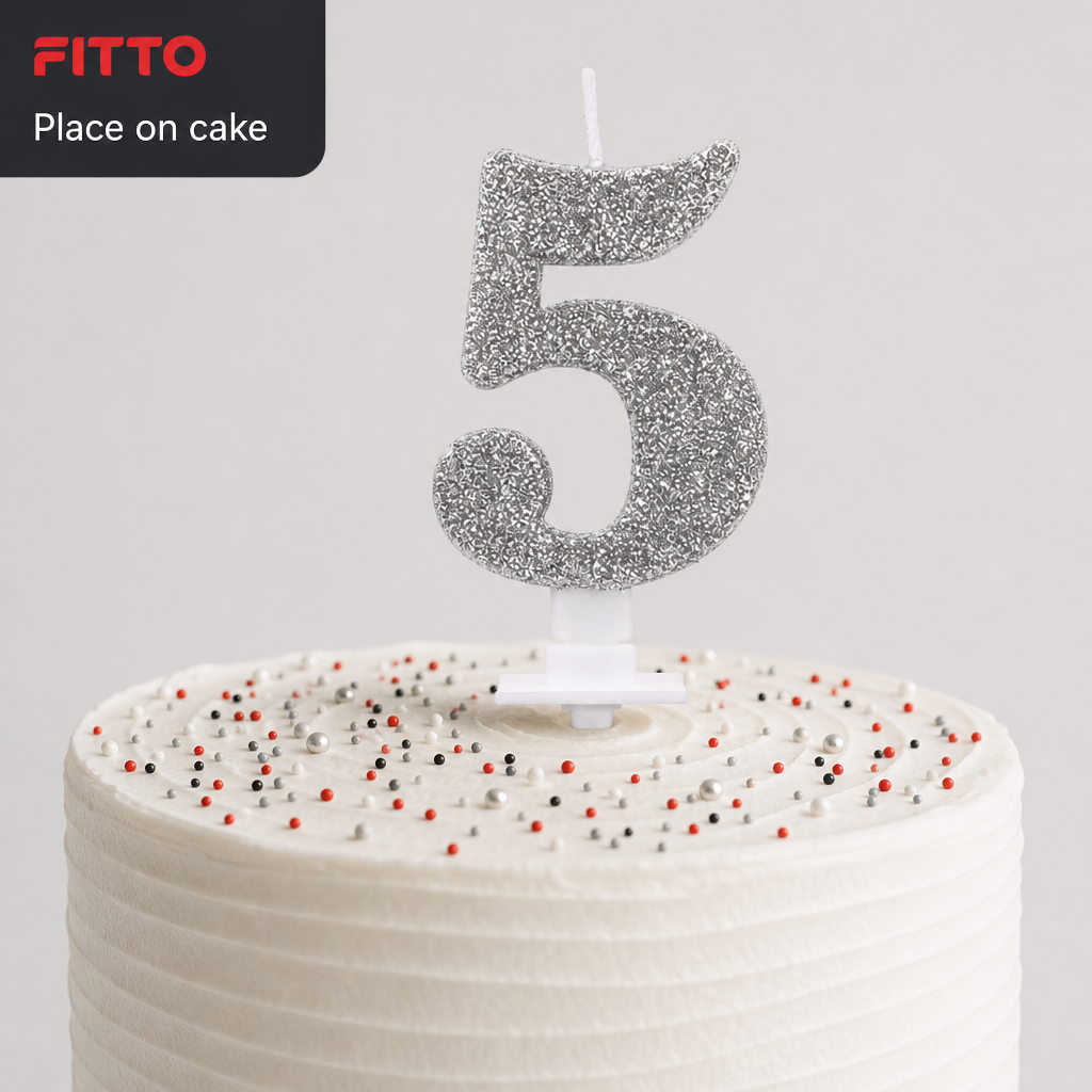 240 Pieces Assorted Colour Sparkling Number 5 Cake Candle, 3 in, 1 Piece
