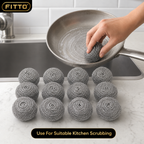 96 Pieces Stainless Steel Scourer Cleaning Balls, 12 Pieces, Silver Kitchen Scrubbing Balls