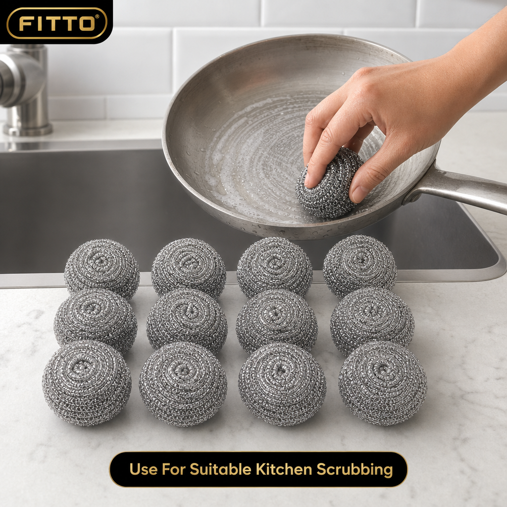 96 Pieces Stainless Steel Scourer Cleaning Balls, 12 Pieces, Silver Kitchen Scrubbing Balls