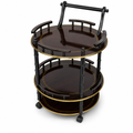 48 Pieces Three-Tier Round Serving Trolley with Metal Frame, Brown, 48 x 48 x 82 cm
