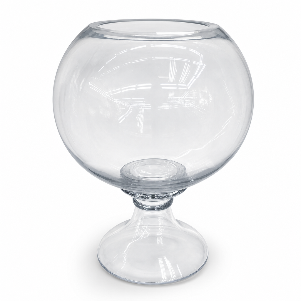 48 Pieces Round Glass Display Bowl with Pedestal Base, Clear Decorative Centerpiece, 35 cm