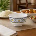 120 Pieces Melamine Rice Bowl, 4.5 Inch, Floral Pattern, White and Grey