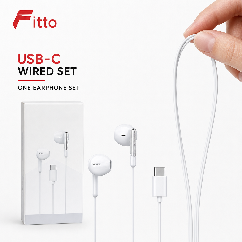 120 Pieces USB-C Wired Earphoneses, White Digital Decoding Stereo Headset