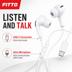 120 Pieces USB-C Wired Earphoneses with Inline Microphone, White