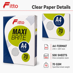 96 Pieces Bright White A4 Copier Paper, 70 gsm, 210 × 297 mm, 500 Sheets