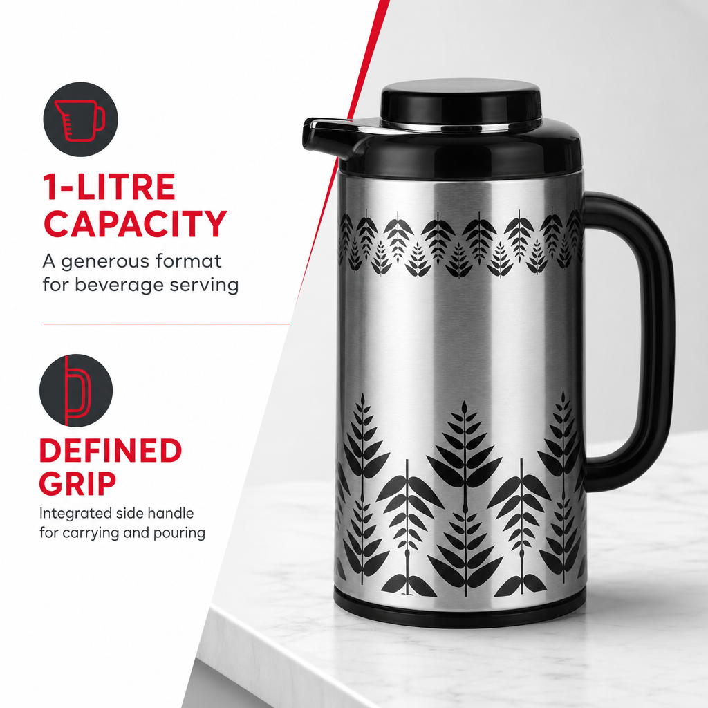 72 Pieces Insulated Vacuum Flask With Handle, 1 Litre, Silver