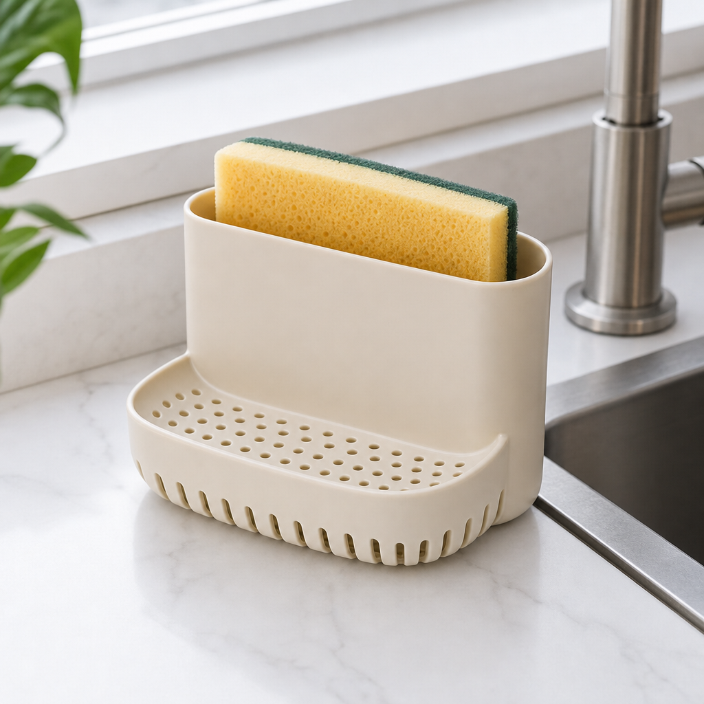 144 Pieces Plastic Sponge Holder with Waste Baskets, Cream, 23 x 16 x 11 cm