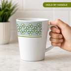 120 Pieces Water Mug with Handle, Green Floral Pattern, White