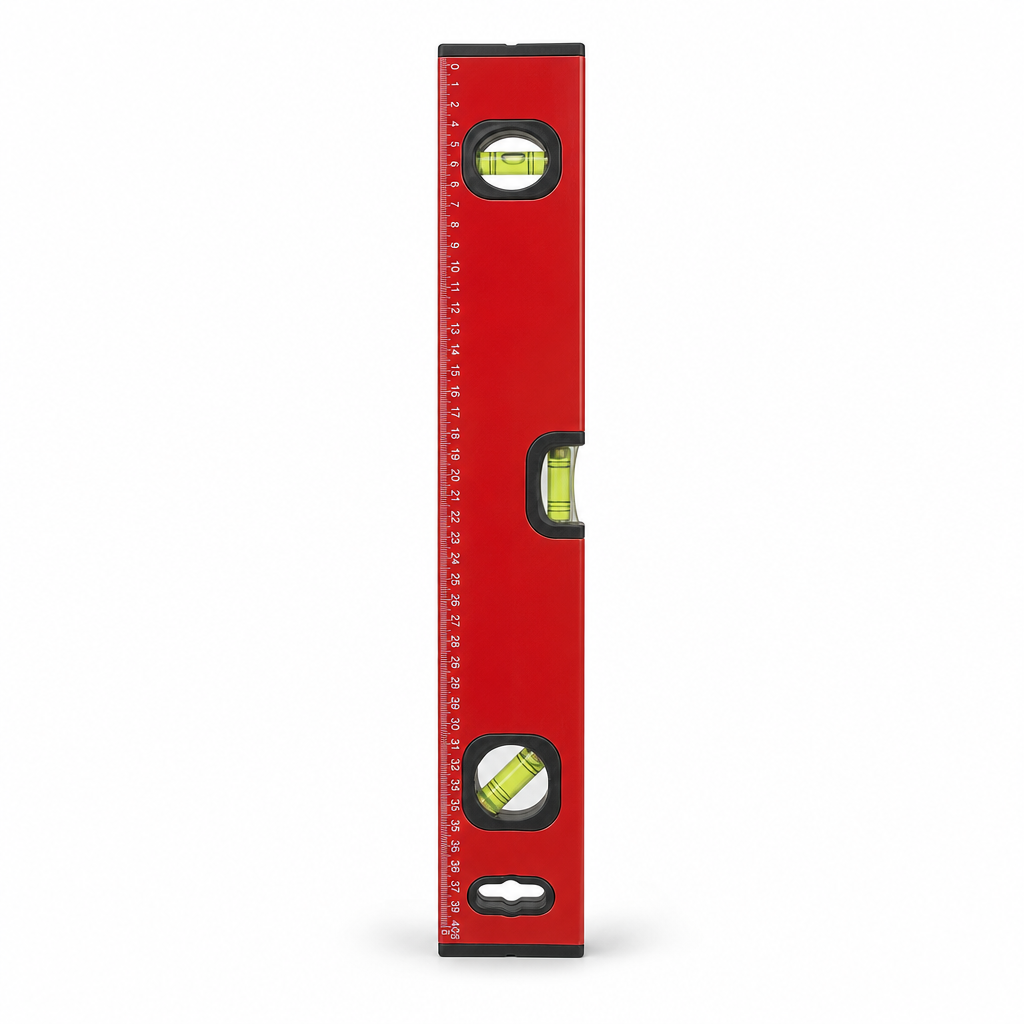96 Pieces 40 cm Red Aluminum Spirit Level with 3 Vials and Integrated Measuring Scale
