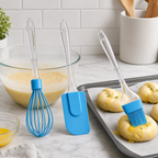 120 Pieces Silicone Baking Utensil Set, 3-Piece, Blue Kitchen Tools for Mixing, Brushing and Spreading