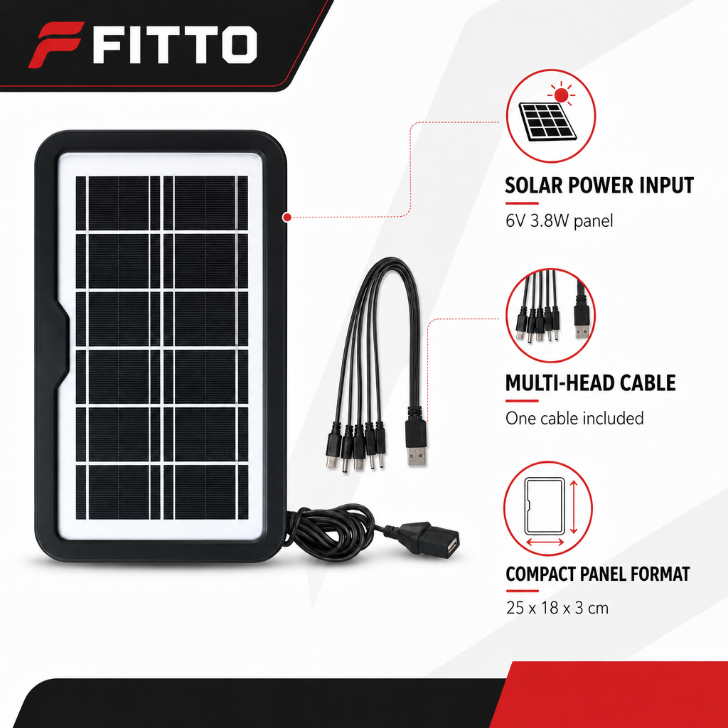 96 Pieces Solar Panels 6V 3.8W with Multi-Head USB Cable, Black, 1 Piece