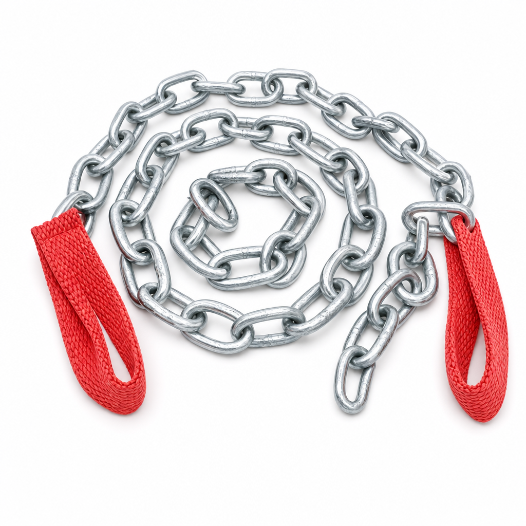 120 Pieces 4 mm Steel Pet Utility Chain with Red Webbing Strap, 1 m, Silver and Red, 1 Set