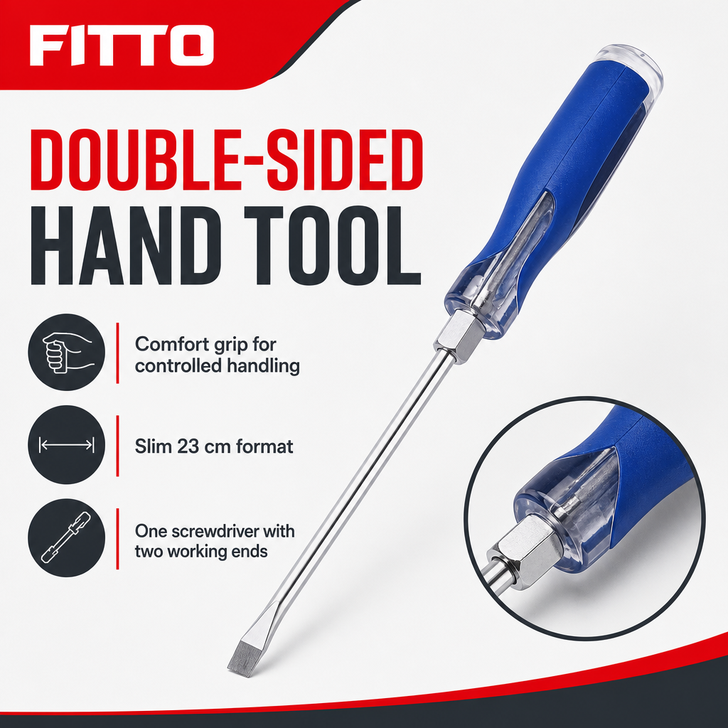 144 Pieces Slim Hand Screwdriver, Double-Sided Design with Comfort Grip, 23 cm, Blue and Silver, 1 Piece