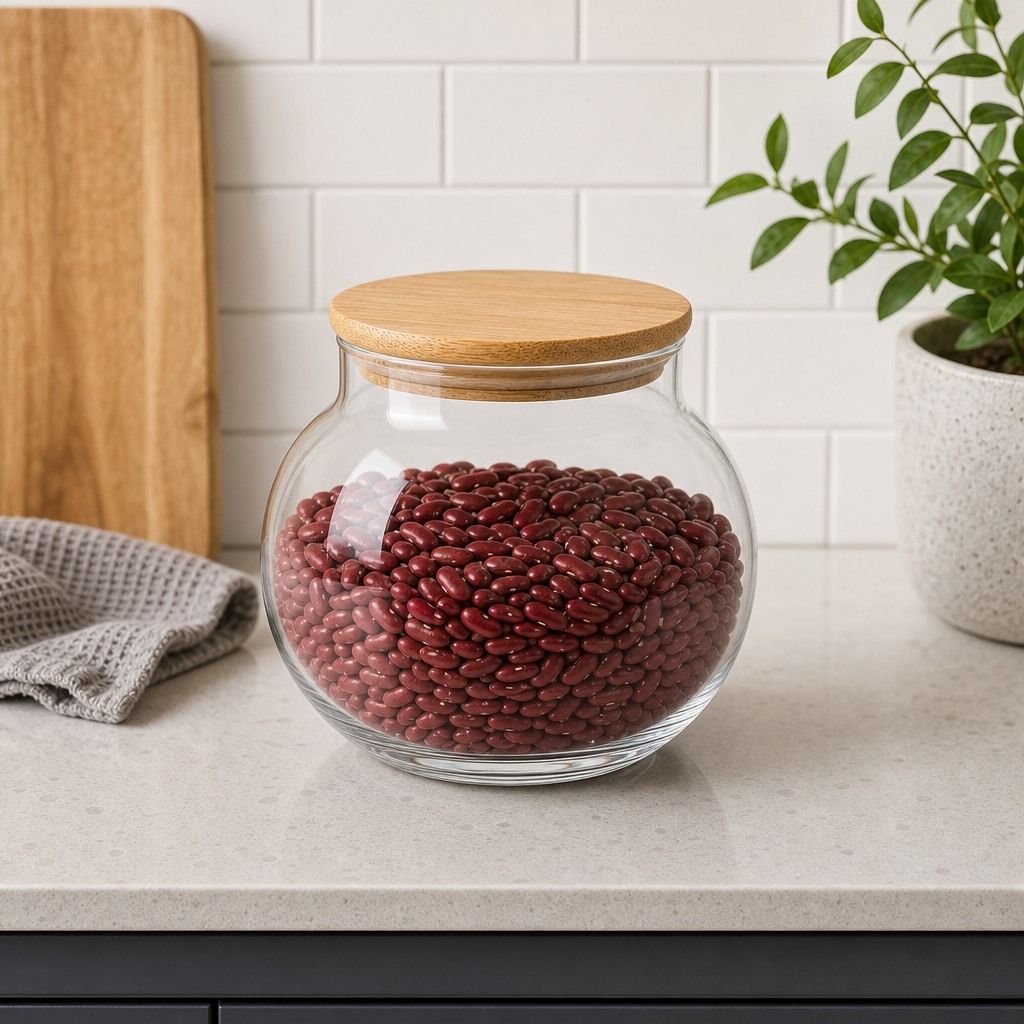 96 Pieces Round Clear Glass Storage Jar with Bamboo Lid, Medium
