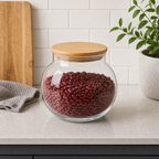 96 Pieces Round Clear Glass Storage Jar with Bamboo Lid, Medium