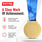 144 Pieces Award Medal with Blue Ribbon, Gold, 10 x 8 cm