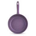 96 Pieces Granite-Coated Fry Pan, 24 cm, Round Purple Cooking Pan with Long Handle