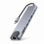 72 Pieces USB-C 8-in-1 Hub with HDTV Output, RJ45, TF/SD Card Slots, USB 3.0 and PD, 4K UHD