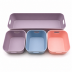 120 Pieces Cosmetic Organizers Tray Set, 4-Piece Mixed Colour Makeup Storage Trays, Long Tray With Three Square Trays