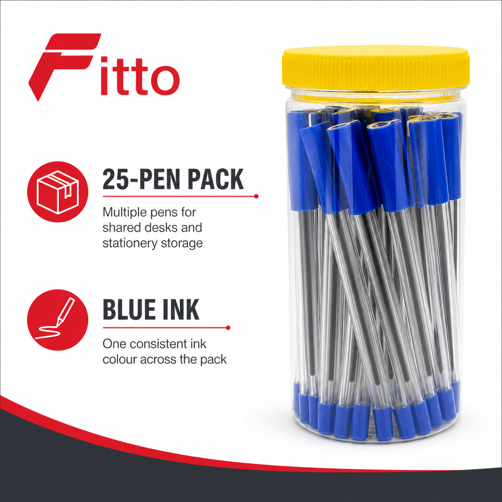 96 Pieces Ball Pens, Blue Ink, 25 Pack